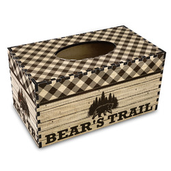 Lumberjack Plaid Wood Tissue Box Cover - Rectangle (Personalized)