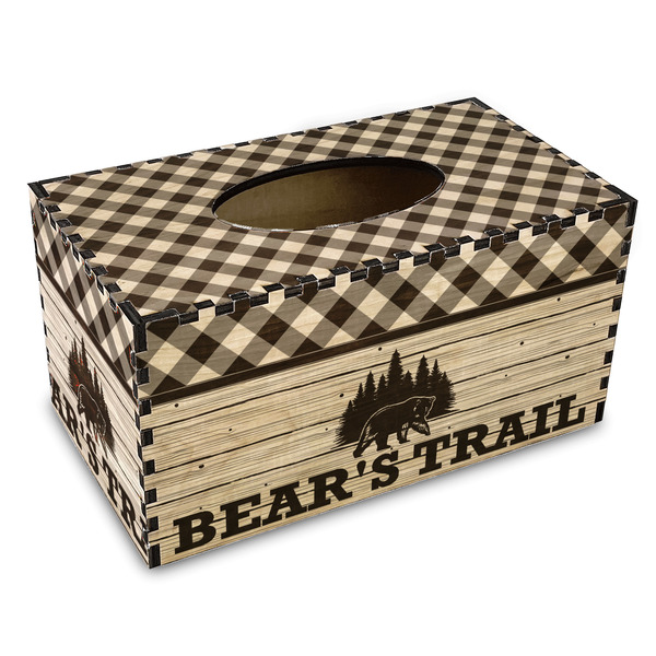 Custom Lumberjack Plaid Wood Tissue Box Cover - Rectangle (Personalized)