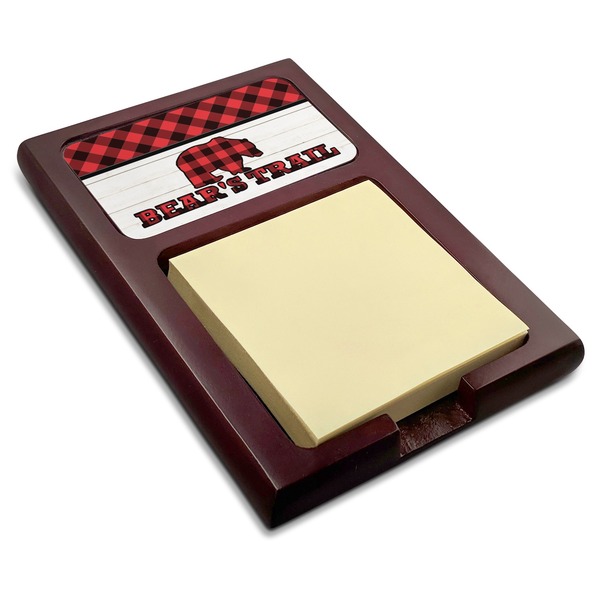 Custom Lumberjack Plaid Red Mahogany Sticky Note Holder (Personalized)