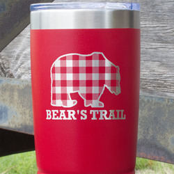 Lumberjack Plaid 20 oz Stainless Steel Tumbler - Red - Single Sided (Personalized)