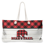 Lumberjack Plaid Large Tote Bag with Rope Handles (Personalized)
