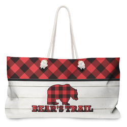 Lumberjack Plaid Large Tote Bag with Rope Handles (Personalized)