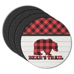 Lumberjack Plaid Round Rubber Backed Coasters - Set of 4 (Personalized)
