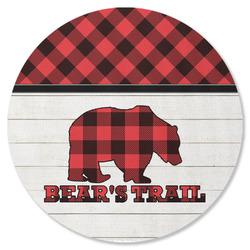 Lumberjack Plaid Round Rubber Backed Coaster (Personalized)