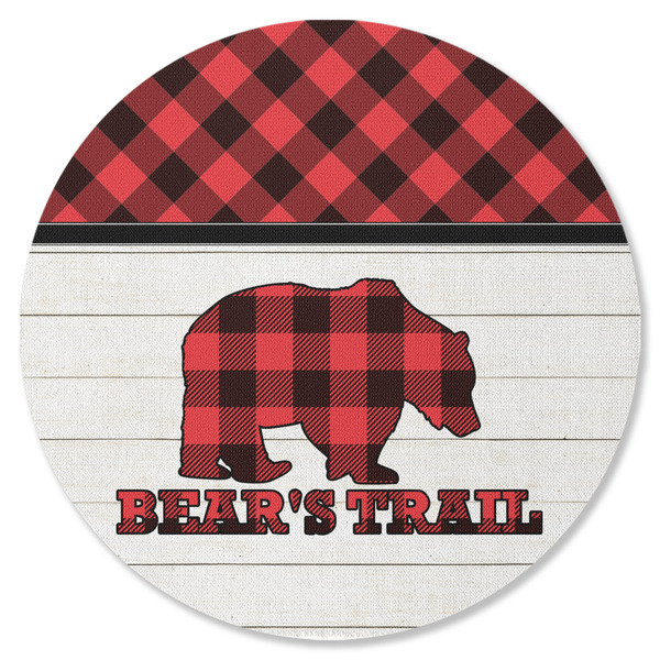 Custom Lumberjack Plaid Round Rubber Backed Coaster (Personalized)