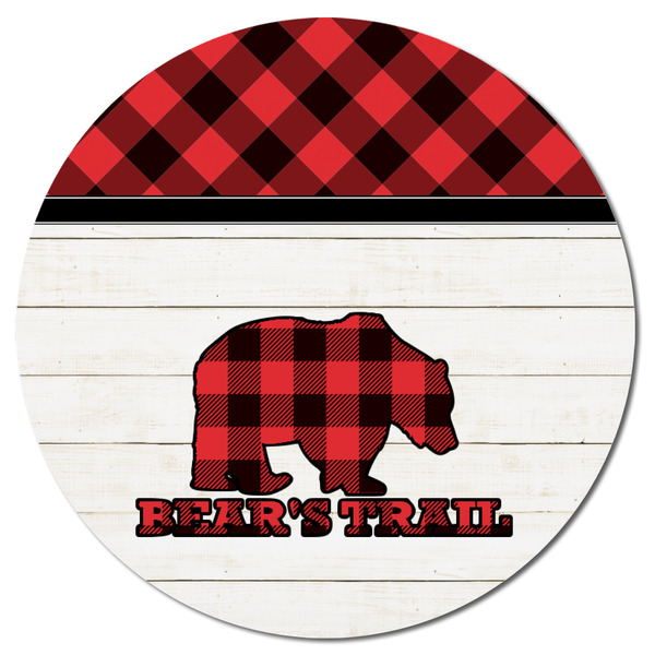 Lumberjack Plaid Round Fridge Magnet - FRONT