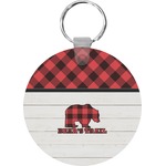 Lumberjack Plaid Round Plastic Keychain (Personalized)