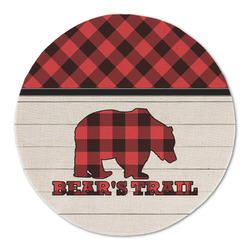 Lumberjack Plaid Round Linen Placemat - Single Sided (Personalized)