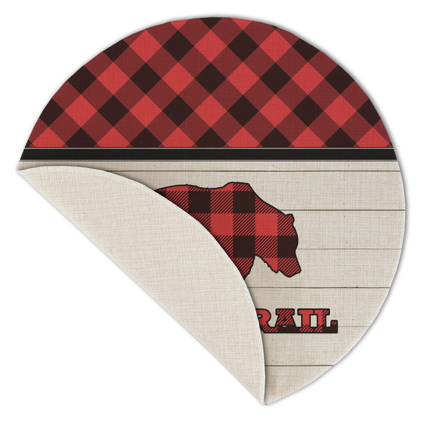 Lumberjack Plaid Round Linen Placemats - Front (folded corner single sided)