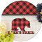 Lumberjack Plaid Round Linen Placemats - Front (w flowers)