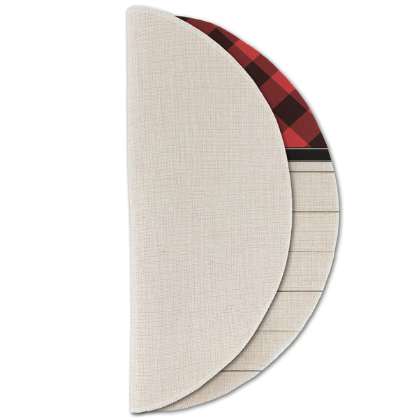 Lumberjack Plaid Round Linen Placemats - HALF FOLDED (single sided)