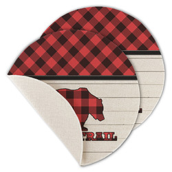 Lumberjack Plaid Round Linen Placemat - Single Sided - Set of 4 (Personalized)