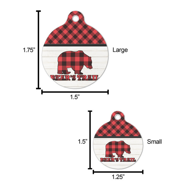 Lumberjack Plaid Round Pet ID Tag - Large - Comparison Scale