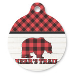 Lumberjack Plaid Round Pet ID Tag - Large (Personalized)