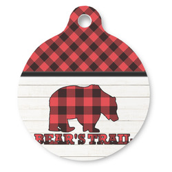 Lumberjack Plaid Round Pet ID Tag (Personalized)