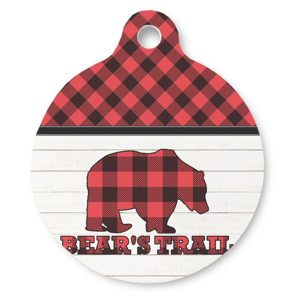 Custom Lumberjack Plaid Round Pet ID Tag - Large (Personalized)