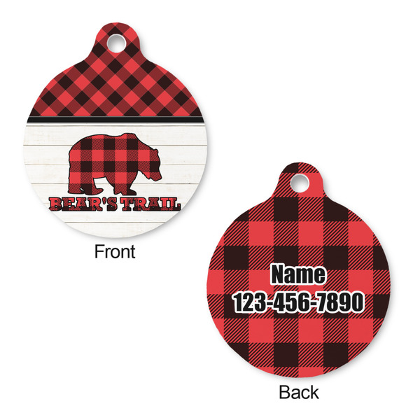 Lumberjack Plaid Round Pet Tag - Front & Back