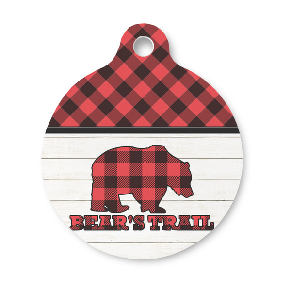 Custom Lumberjack Plaid Round Pet ID Tag - Small (Personalized)