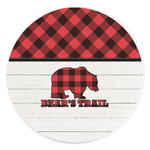 Lumberjack Plaid Round Stone Trivet (Personalized)