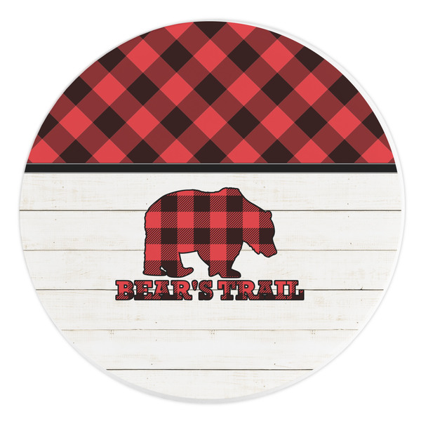 Custom Lumberjack Plaid Round Stone Trivet (Personalized)