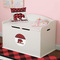 Lumberjack Plaid Round Wall Decal on Toy Chest