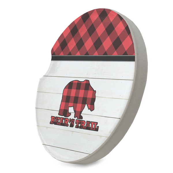 Lumberjack Plaid Sandstone Car Coaster - STANDING ANGLE