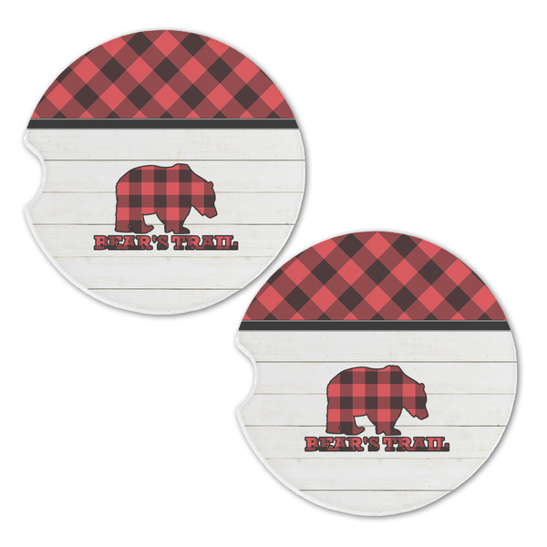 Lumberjack Plaid Sandstone Car Coasters - Set of 2