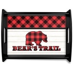 Lumberjack Plaid Black Wooden Tray - Large (Personalized)