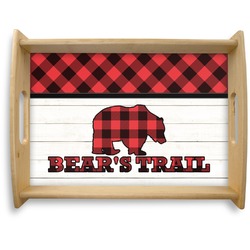 Lumberjack Plaid Natural Wooden Tray - Large (Personalized)