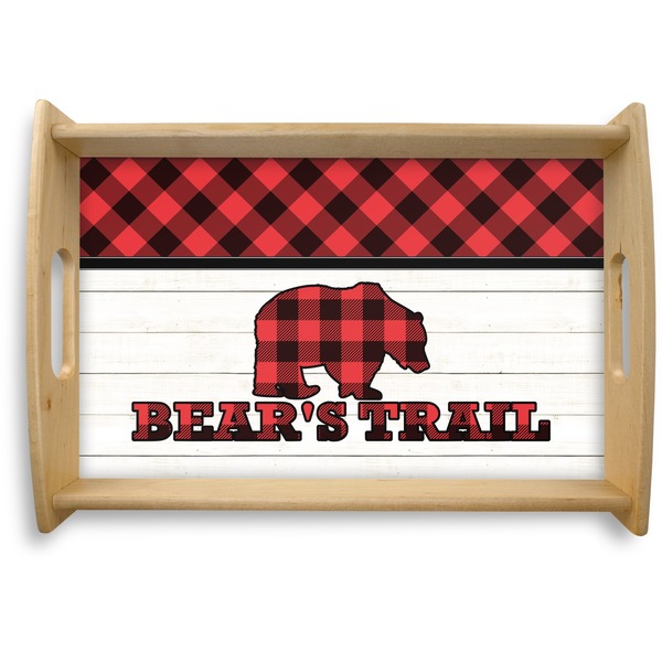 Custom Lumberjack Plaid Natural Wooden Tray - Small (Personalized)