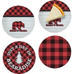 Lumberjack Plaid Set of 4 Glass Appetizer / Dessert Plate 8" (Personalized)