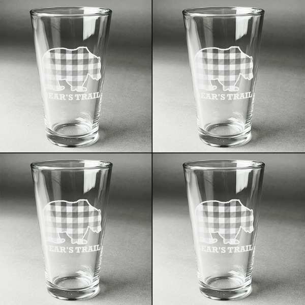 Lumberjack Plaid Set of Four Engraved Beer Glasses - Individual View