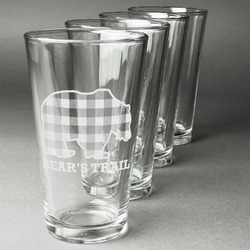Lumberjack Plaid Pint Glasses - Engraved (Set of 4) (Personalized)
