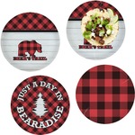 Lumberjack Plaid Set of 4 Glass Lunch / Dinner Plate 10" (Personalized)