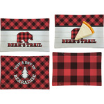 Lumberjack Plaid Set of 4 Glass Rectangular Appetizer / Dessert Plate (Personalized)