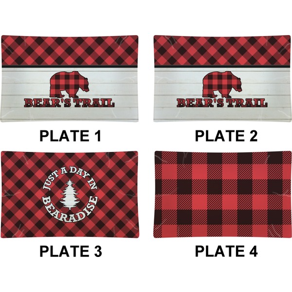 Lumberjack Plaid Set of Rectangular Dinner Plates (Approval)