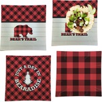 Lumberjack Plaid Set of 4 Glass Square Lunch / Dinner Plate 9.5" (Personalized)
