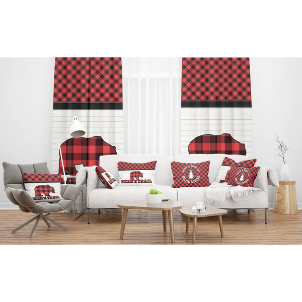 Lumberjack Plaid Sheer and Custom Curtains in Room with Matching Pillows