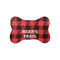 Lumberjack Plaid Bone Shaped Dog Food Mat (Small) (Personalized)