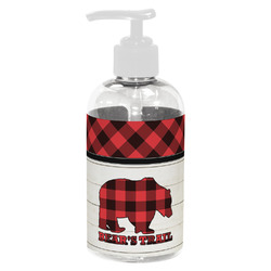 Lumberjack Plaid Plastic Soap / Lotion Dispenser (8 oz - Small - White) (Personalized)