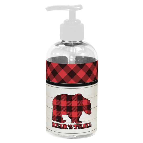 Custom Lumberjack Plaid Plastic Soap / Lotion Dispenser (8 oz - Small - White) (Personalized)