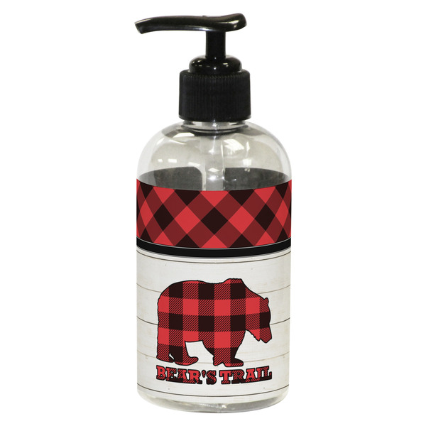 Custom Lumberjack Plaid Plastic Soap / Lotion Dispenser (8 oz - Small - Black) (Personalized)