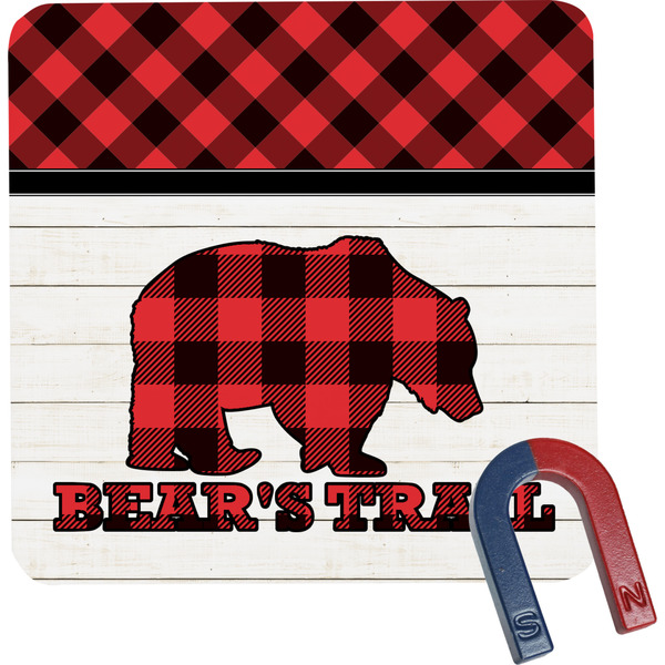 Custom Lumberjack Plaid Square Fridge Magnet (Personalized)