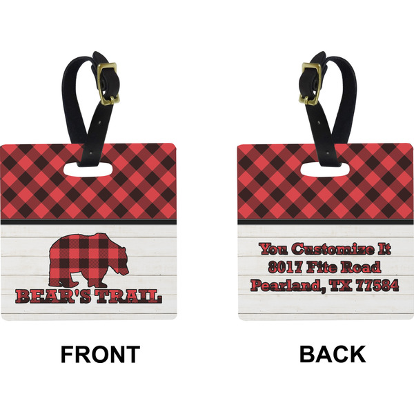 Lumberjack Plaid Square Luggage Tag (Front + Back)
