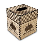 Lumberjack Plaid Wood Tissue Box Cover (Personalized)