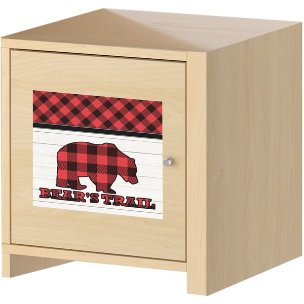 Lumberjack Plaid Square Wall Decal on Wooden Cabinet