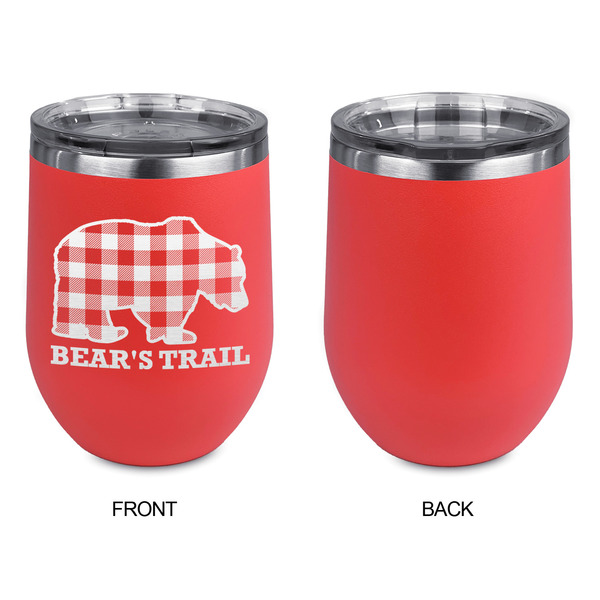 Lumberjack Plaid Stainless Wine Tumblers - Coral - Single Sided - Approval