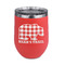 Lumberjack Plaid Stainless Wine Tumblers - Coral - Single Sided - Front