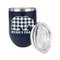 Lumberjack Plaid Stainless Wine Tumblers - Navy - Double Sided - Alt View