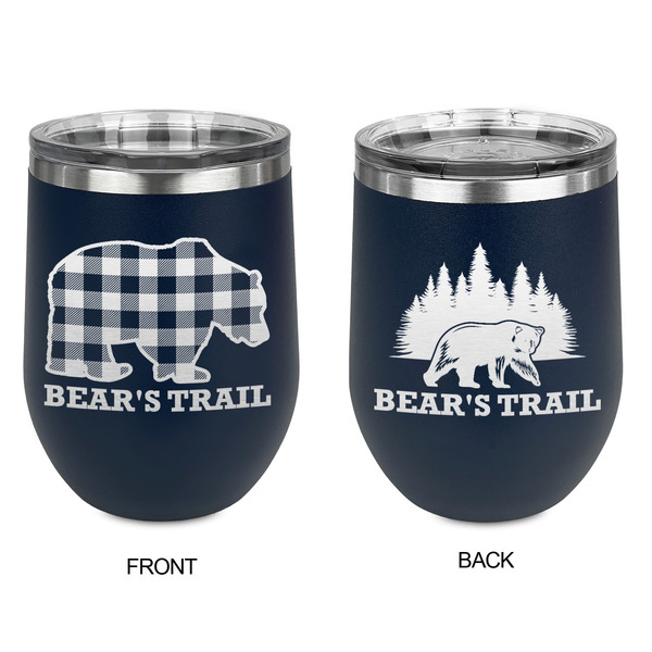 Lumberjack Plaid Stainless Wine Tumblers - Navy - Double Sided - Approval
